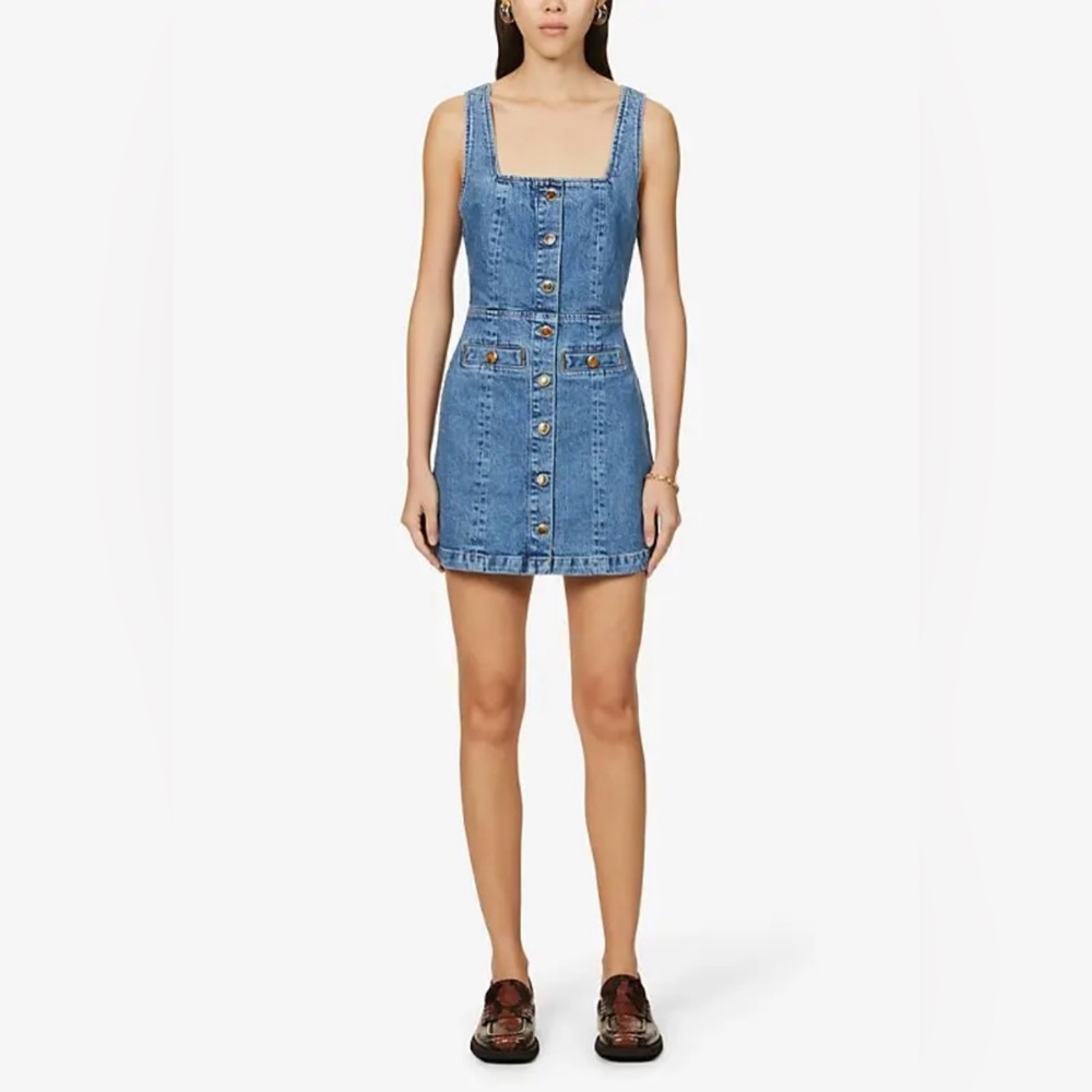 Reformation Button Up Blue Dionne Denim Dress